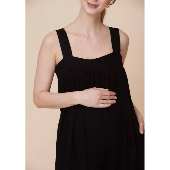 NEW LIV MATERNITY linen flowy jumpsuit in black - Picture 4 of 4